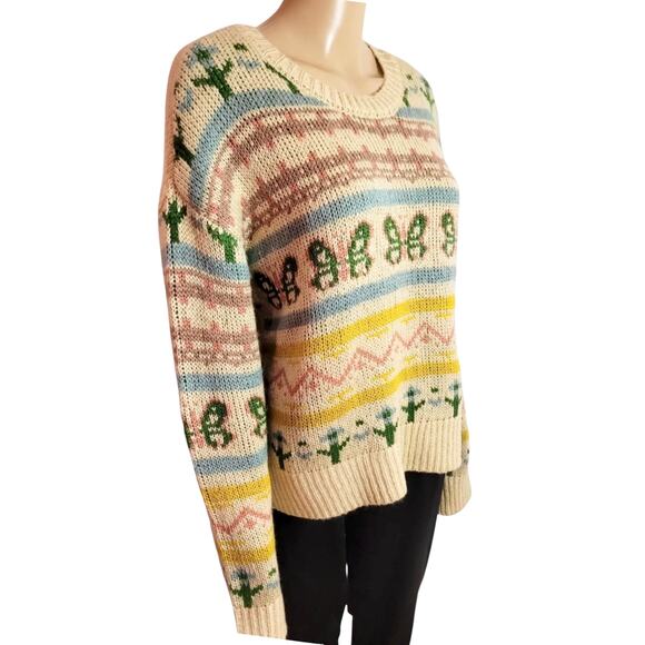 No Comment Large Butterfly Fair Isle Sweater Cream Pink Trendy Contemporary chic - Picture 6 of 8